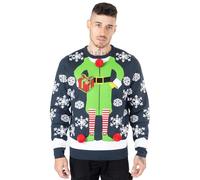 NOROZE - Maglione Natalizio da Uomo e Donna con Babbo Natale e Renna (XL, Gift Elfo Marina)
