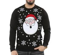 NOROZE Maglione Natalizio Divertente, Lavorato a Maglia, Unisex, per Feste di Natale(L, Testa di Babbo Natale Negro)