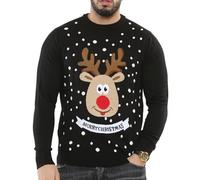 NOROZE Maglione Natalizio Divertente, Lavorato a Maglia, Unisex, per Feste di Natale(M, Buon Natale Renne Negro)