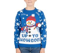 NOROZE, Maglione Natalizio per Bambini con Elfo, Pupazzo di Neve, Babbo Natale e Renna, Idea Regalo (11-12 Anni, Blu Reale)