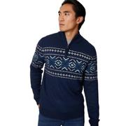 NOROZE, Maglione Natalizio Unisex, Fantasia Fair Isle, a Maglia Grossa, per Uomo e Donna (L, Pupazzo di Neve Marine)
