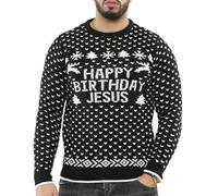 NOROZE Men's Novelty Happy Birthday Jesus Merry Christmas Jumper Santa Knitted Sweater Top UK Sizes S-3XL