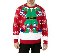 NOROZE novità Maglione Natalizio Lavorato a Maglia da Uomo | Brutti Maglioni Natalizi | Maglione Invernale da Uomo con Girocollo a Maniche Lunghe (XXL, Rosso)