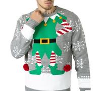 NOROZE novità Maglione Natalizio Lavorato a Maglia da Uomo | Brutti Maglioni Natalizi | Maglione Invernale da Uomo con Girocollo a Maniche Lunghe (XXL, Grigio Medio)