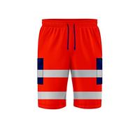 NOROZE Pantaloncini 3/4 da Lavoro di Sicurezza ad Alta visibilità da Uomo con Nastro Fluorescente Riflettente Grigio ad Alta visibilità (XXL, Stile 4: Arancia Fluo/Grigio)