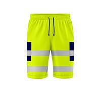 NOROZE Pantaloncini 3/4 da Lavoro di Sicurezza ad Alta visibilità da Uomo con Nastro Fluorescente Riflettente Grigio ad Alta visibilità (XL, Stile 4: Verde Fluo/Grigio)