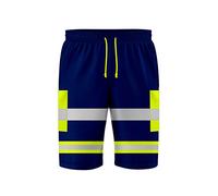 NOROZE Pantaloncini 3/4 da Lavoro di Sicurezza ad Alta visibilità da Uomo con Nastro Fluorescente Riflettente Grigio ad Alta visibilità (M, Stile 3: Verde Fluo/Blu Marino)
