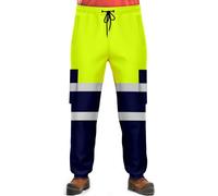 NOROZE Pantaloni da Lavoro di Sicurezza da Uomo ad Alta visibilità con Nastro Fluorescente Riflettente ad Alta visibilità Pantaloni da Lavoro (XXL, Stile 4: Verde Fluo/Blu Marino)
