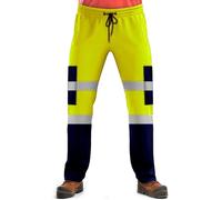 NOROZE Pantaloni da Lavoro di Sicurezza da Uomo ad Alta visibilità con Nastro Fluorescente Riflettente ad Alta visibilità Pantaloni da Lavoro (M, Stile 3: Verde Fluo/Blu Marino)