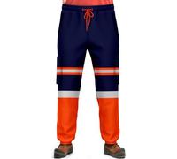 NOROZE Pantaloni da Lavoro di Sicurezza da Uomo ad Alta visibilità con Nastro Fluorescente Riflettente ad Alta visibilità Pantaloni da Lavoro (XL, Stile 5: Arancia Fluo/Blu Marino)