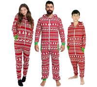 NOROZE Pigiama natalizio abbinato per la famiglia, tuta da notte per donne e uomini, unisex, per adulti, per Halloween, taglie da 7 a 8 anni a XXL, Renna rossa per bambini, 11-12 Anni