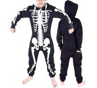 Noroze pigiama unisex con cappuccio combinazione una parte OnesieWay per bambini ragazzi ragazze Squelette Noir 9-10 Anni