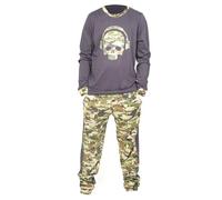 NOROZE Pigiama unisex per bambini e ragazzi, motivo teschio mimetico con stampa di videogiochi, set da 2 pezzi, pigiama a maniche lunghe, taglia UK 5-13 anni, Grigio scuro, 9-10 Years