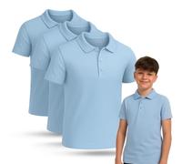 NOROZE Polo per Ragazzi - Confezione da 3, 100% Cotone, Camicie a Maniche Corte, Divise Scolastiche e Abbigliamento Sportivo, Azzurro Cielo, Taglia 9-10 Anni