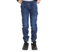 NOROZE Ragazzi Ragazze Bambini Casuale retrò Denim Pantaloni Gamba Affusolata Estensibile Jeans Jogging Pantaloni della Tuta Stile I Pantaloni (9-10 Anni, Blu Scuro)