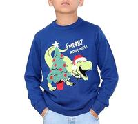 NOROZE Ragazzi Ragazze Unisex Bambini Buon Natale Dinosauro Albero Cappello RennaLavorato a Maglia novità Brutta Maglioni di Natale Maglioni Pullover Pull (13 Anni, Dino Ruggito Marina Militare)