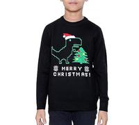 NOROZE Ragazzi Ragazze Unisex Bambini Buon Natale Dinosauro Albero Cappello RennaLavorato a Maglia novità Brutta Maglioni di Natale Maglioni Pullover Pull (9-10 Anni, Cappello da Dinosauro Nero)
