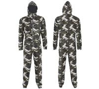 NOROZE Tuta intera unisex per bambini, calda tutina con cappuccio per ragazzi e ragazze, tuta intera con zip, abbigliamento da notte a punto costume da coccoloso a maniche lunghe, Verde mimetico.,