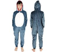 NOROZE Tuta intera unisex per bambini con scheletro di squalo e scheletro per ragazze, in pile con cerniera, con cappuccio, pigiama, tuta da notte, Grigio squalo., 9-10 Anni