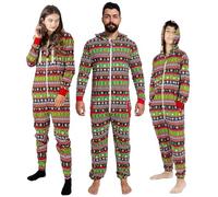 NOROZE Tutina di Natale Famiglia Abbinamento Pigiameria Vacanza Sleepsuit Regali per Uomo Donna Ragazzi Ragazze Loungewear Tuta, Papà pan di zenzero rosso, XXL