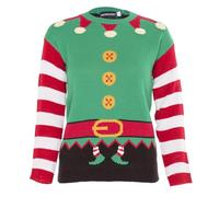 NOROZE Xams, Pullover Pullover per Bambina, Unisex, Motivo: Babbo Natale, Pupazzo di Neve, Renna, Manchot (3/4 Anni, Verde Elfo)