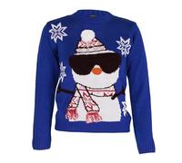 NOROZE Xams, Pullover Pullover per Bambina, Unisex, Motivo: Babbo Natale, Pupazzo di Neve, Renna, Manchot (Pupazzo di Neve Blu, 13 Anni)