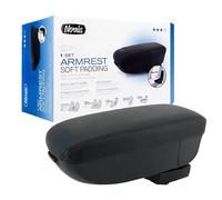 Norris Bracciolo Universale Nero con Contenitore Portaoggetti e Portamonete, Cuscino Imbottito, Altezza Regolabile 5 Livelli, Adatta alla Maggior Parte delle Auto, Angolo di Inclinazione Regolabile