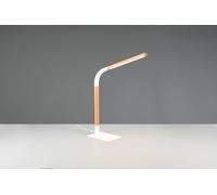 NORRIS LAMPADA DA STUDIO LED 7W 950lm, 3000K METALLO BIANCO E LEGNO FLESSIBILE CON REGOLAZIONE INTENSITA' H. 42CM
