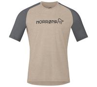 Norrona - t-shirt leggero e ad asciugatura rapida per MTB - Fjora Equaliser Lightweight T-Shirt M Winter Twig Beluga per Uomo in Poliestere Riciclato - Taglia L - Beige