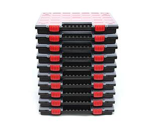 NORS16 - Set di 10 scatole per attrezzi con impugnatura ergonomica, scomparti regolabili, in plastica, 39,9 x 30,3 x 5 cm