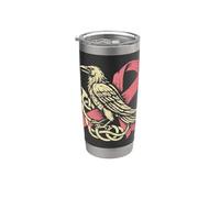 Norse Knotwork Nordic Viking Raven - Consapevolezza del cancro al seno Bicchiere termico in acciaio inox doppia parete