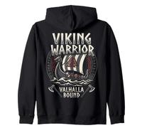 Norse Viking Mythology Warrior Runes Valhalla Odin Raven Felpa con Cappuccio