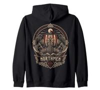 Norse Viking Mythology Warrior Runes Valhalla Odin Raven Felpa con Cappuccio