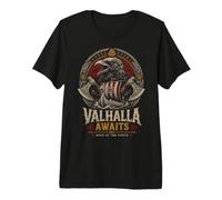 Norse Viking Mythology Warrior Runes Valhalla Odin Raven Maglietta Premium
