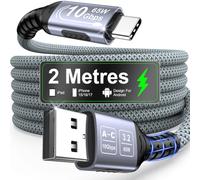 NORSHY Cavo USB A a USB C 2m 10Gbit/s Cavo Dati per iPhone 17 | Type C Trasferimento Dati 3A Cavo di Ricarica Rapida per Samsung Galaxy S25 S24, iPhone 17/16/15, Android Auto, PS5