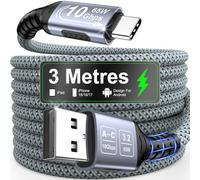NORSHY Cavo USB A a USB C 3m 10Gbit/s Cavo Dati per iPhone 17 | Type C Trasferimento Dati 3A Cavo di Ricarica Rapida per Samsung Galaxy S25 S24, iPhone 17/16/15, Android Auto, PS5