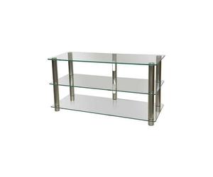 Norstone Epure 3 AV, mobile da pavimento, con ruote, hi-fi, in acciaio e vetro