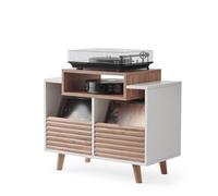 NorStone OSLO 800 Mobile in vinile per mobili in vinile - Elettronica Hifi - 2 cassetti portaoggetti - finitura bianco/rovere chiaro - 80 x 64 x 40 cm