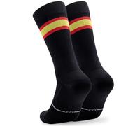 NORTEI Calzini Ciclismo Bandiera Spagna Uomo e Donna - Calzini Running Triathlon Gym Crossfit - Imbottiti, traspiranti, senza cuciture, compressivi, nero, Large-X-Large
