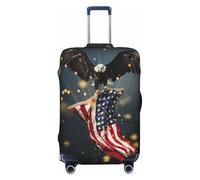 North American Bald Eagle1 - Copribagagli da viaggio, elastico, per valigie, 45-81 cm, Nero , x-large