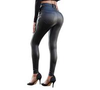 North Bund Leggings in ecopelle da donna, a vita alta, termiche, stuzzicatrici, con push up, elasticizzate, a vita alta, S-XXL, Nero , S
