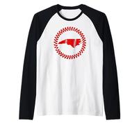North Carolina Baseball Stitch Circle Emblema Carolinian Ball Maglia con Maniche Raglan