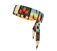 North Carolina - Fascia per capelli con stampa postca vintage, per donne e uomini, fascia per capelli ninja, regolabile e traspirante