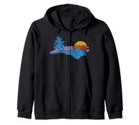 North Carolina Smoky Mountains Vintage Blue Ridge Felpa con Cappuccio