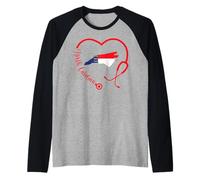 North Carolina - Stetoscopio Infermieristico a Forma di Cuore, Bandiera NC Maglia con Maniche Raglan