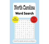 North Carolina Word Search Puzzle Book: Word Searches with Easy to Read Print about all things North Carolina; 6x9 inches, 110 pages, 50+ puzzles ... Gift for Vacations, Holidays, and Free Time