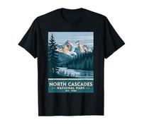 North Cascades National Park Vintage Camping Uomini Donne Bambini Maglietta