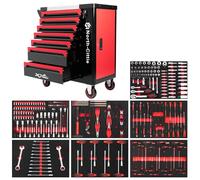 North-Cittie Carrello Portautensili XXL Edition a 7 Casetti con 256 Pezzi di Attrezzi Uso Professionali, Ideale per Officina,Casa.Il Carrello Che Ti Regala un Mondo di Fai Da Te Sempre Piu Ordinato