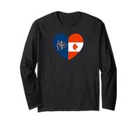 North Dakota And Canada Flags: Heart Shaped Unity Maglia a Manica