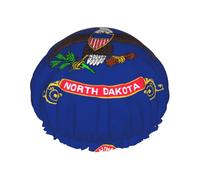 North Dakota State Flag L Cuffia da doccia con doppio strato in tessuto impermeabile, adatta per il bagno e la cura della pelle